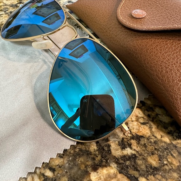 Ray Ban Aviator Flash Large Blue Mirrored Polarized Sunglasses - Picture 2 of 14